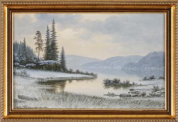 OKÄND KONSTNÄR, olja på duk, ett par. Sign JS Riddersporre 1906.