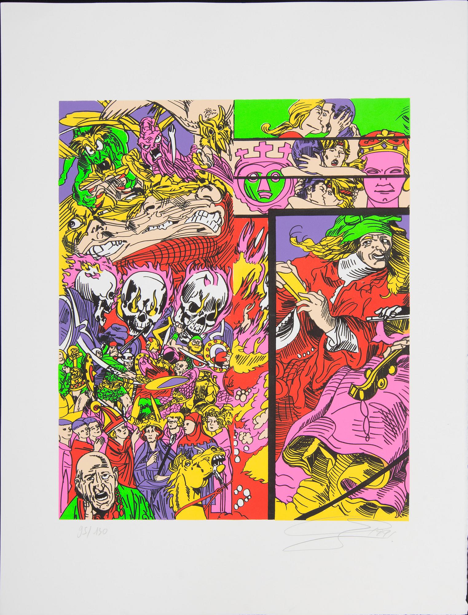 GUDMUNDUR ERRÓ, färglitografi, signerad och numrerad 95/130, daterad 1991.