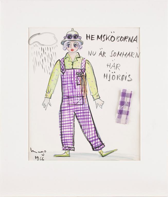 MAX GOLDSTEIN, dräktskisser, teckningar, blyertsskisser, tygprover, ca 30 st, vissa daterade o signerade.