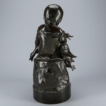 SKULPTUR, patinerad brons, okänd konstnär, signerad och daterad 1906.