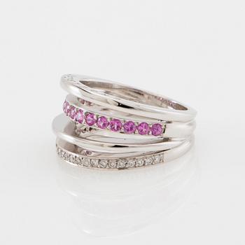 Ring 18K white gold with diamonds and pink sapphires, Engelbert Stockholm 2003.