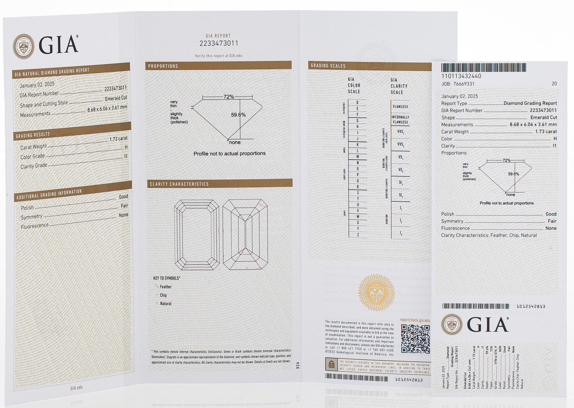 Hänge, platina samt smaragd-, prinses,-baguette- och briljantslipade diamanter med kedja i 14K vitguld.