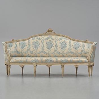 A grey-painted Gustavian 'canapé en corbeille'. sofa, by J E Höglander.