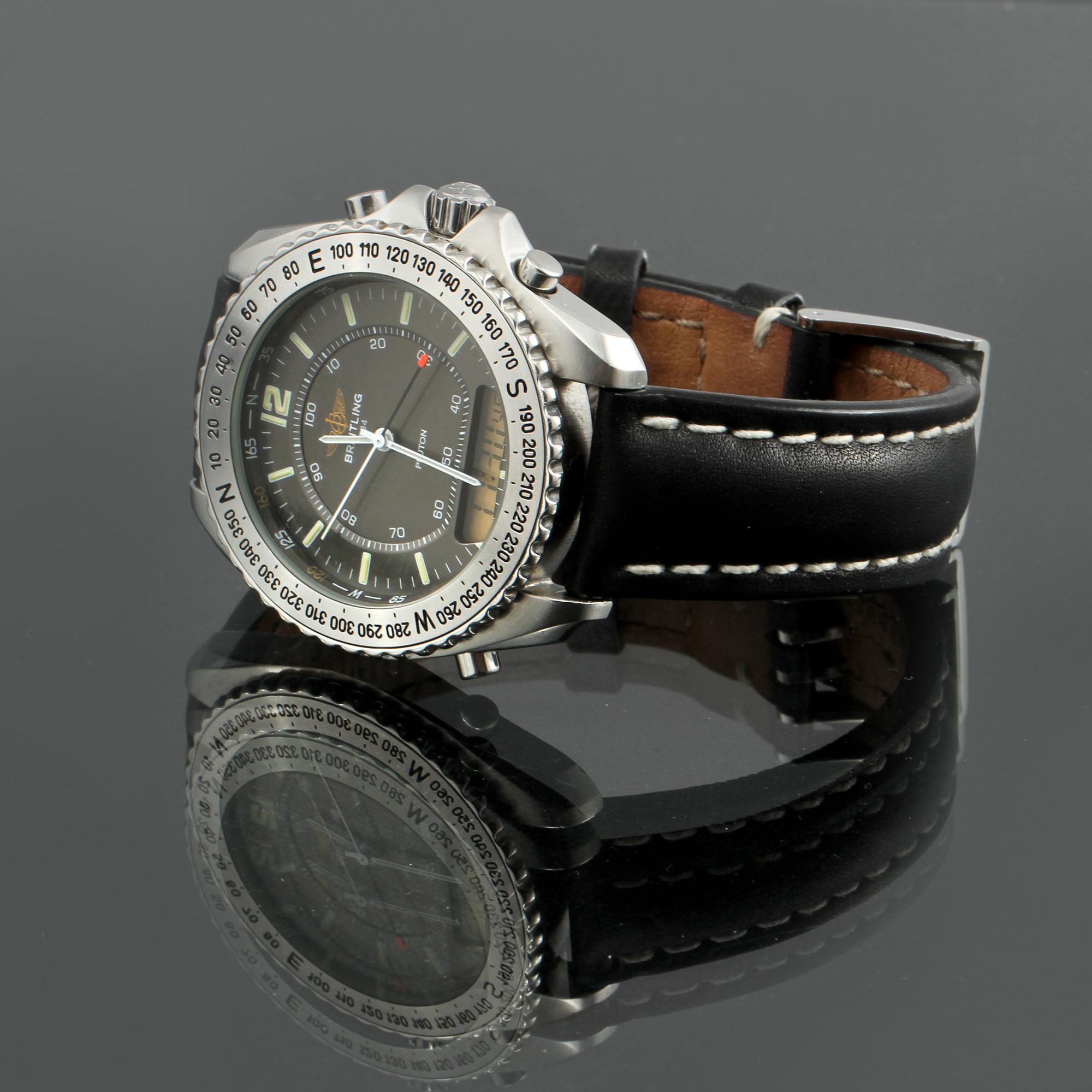 ARMBANDSUR, herr, stål, "pluton", Breitling, 1900-talets slut.