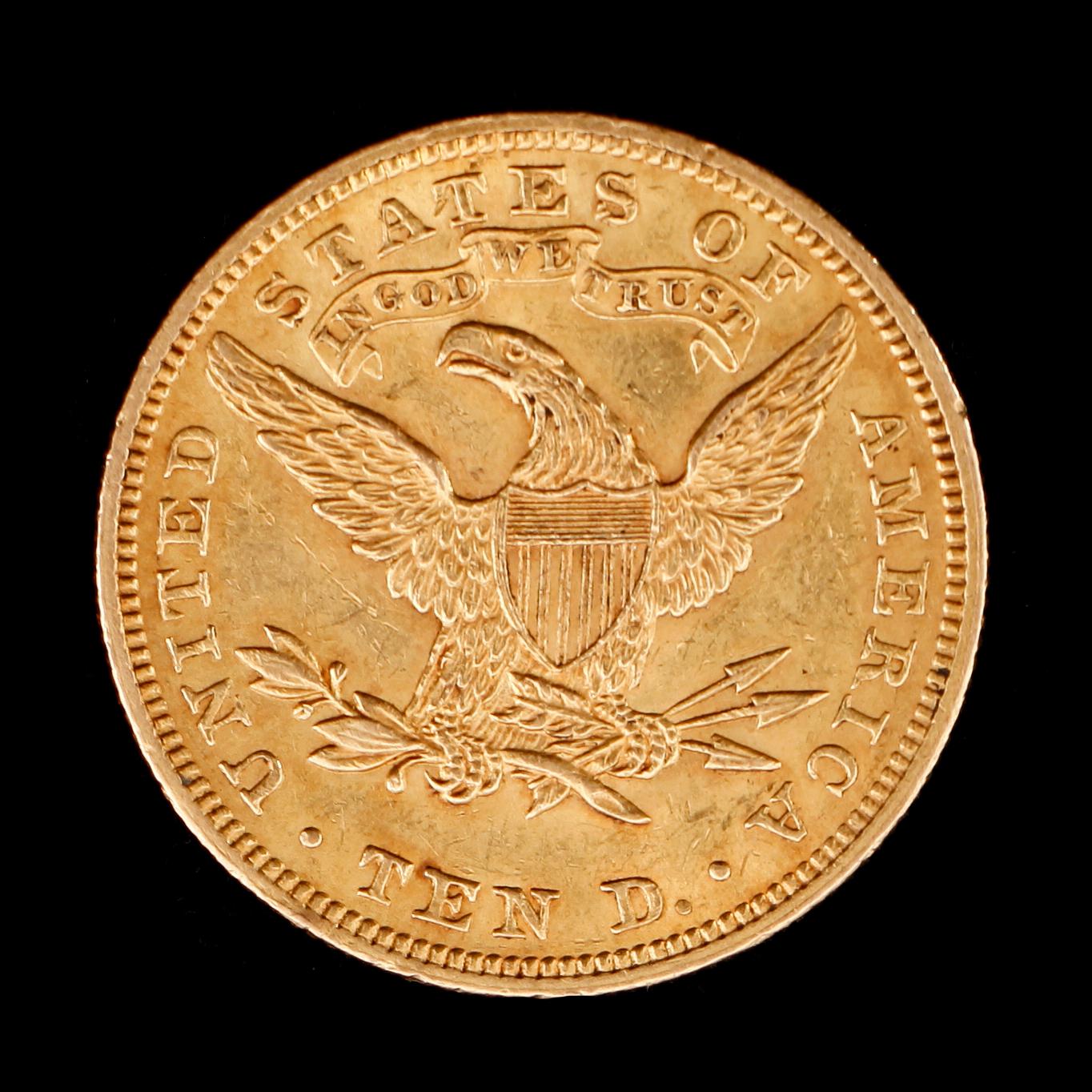 GULDMYNT, 10 dollar, USA, 1904. Vikt ca 17 gram.