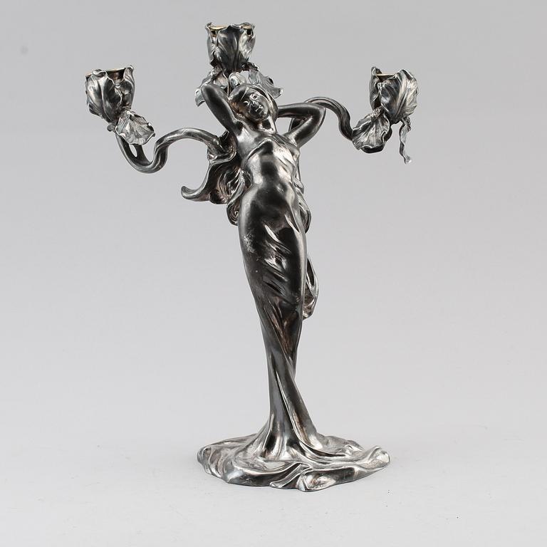 LJUSSTAKE, försilvrad metall, Claude Bonnefond, 1900-talets början.
