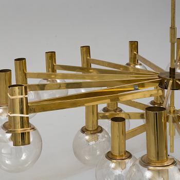 A brass ceiling light, Ott international, Germany, second half of the 20th century.
