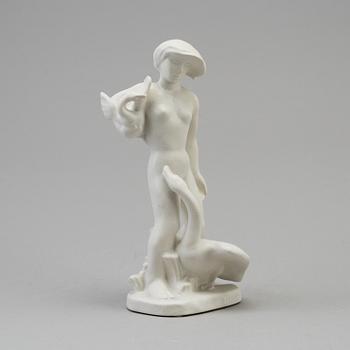 A Nils E. Hansson creamware figure figure, Gefle, Sweden 1936-52.