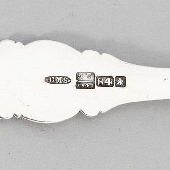 A silver tea strainer spoon/ sprinkle spoon, maker's mark Carl Magnus Ståhle, Saint Petersburg 1845.