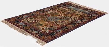 A semi-antique pictoral Tabriz rug, West Persia, c. 193 x 130 cm.