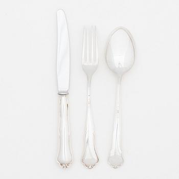 An 18-piece Swedish silver cutlery set, model 'Hansa', marks of CG Hallberg, Stockholm, including 1960.