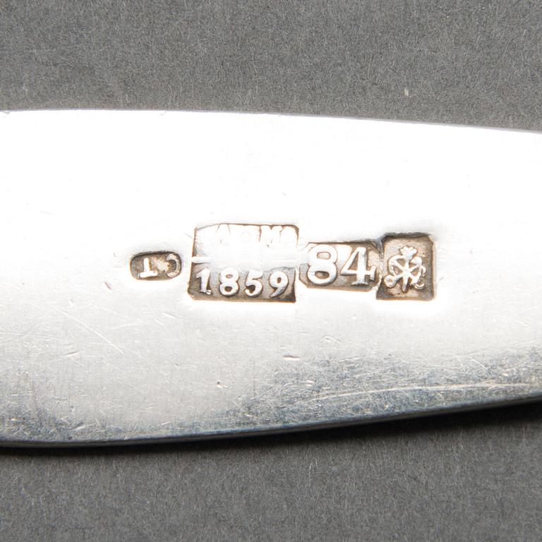 A set of six silver dinner forks, Saint Petersburg 1859-1860, C.J. Tegelsten's widow.