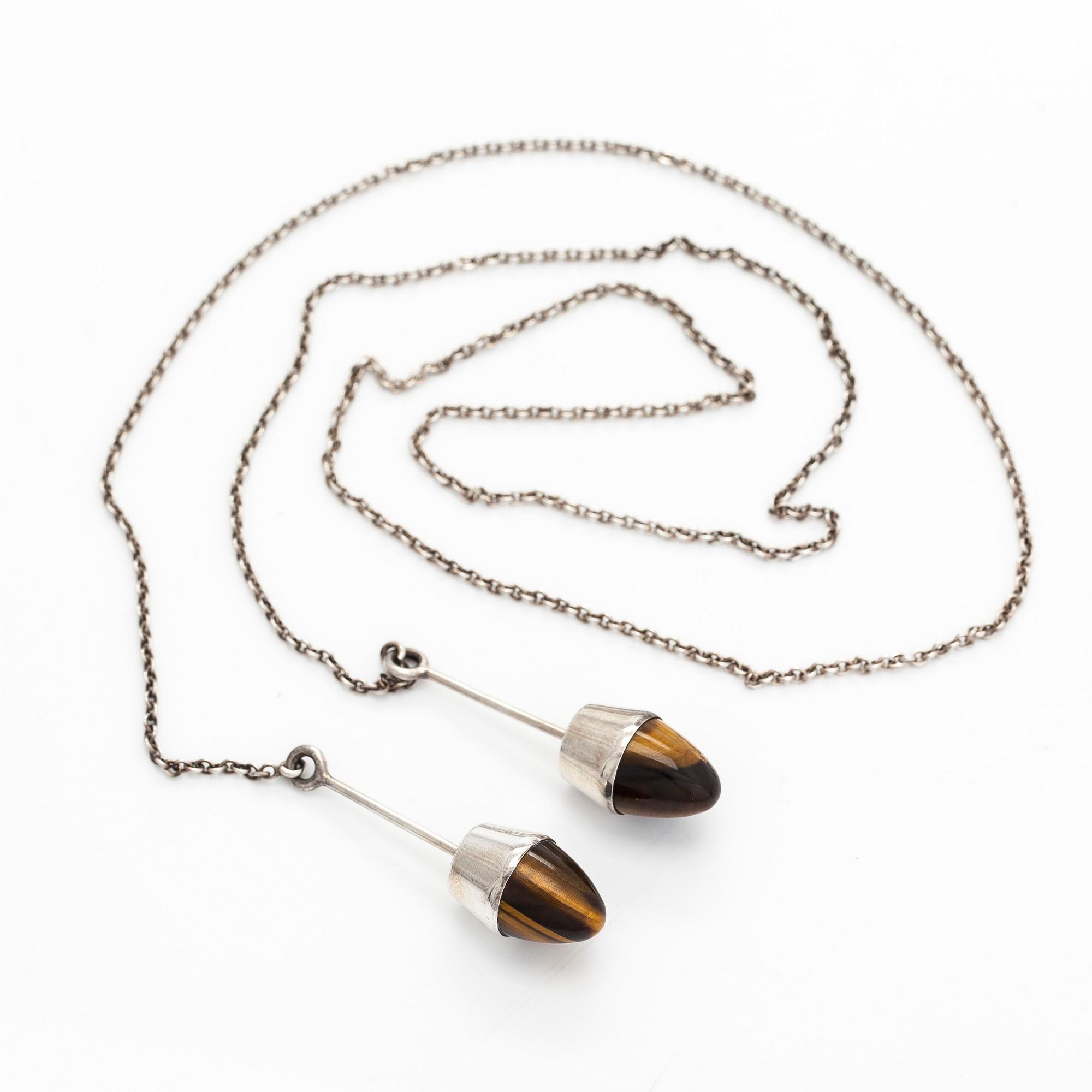 Elis Kauppi, pendant, silver, tiger's eye.