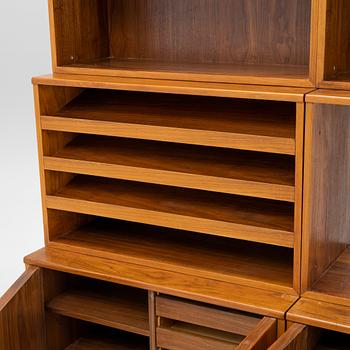 Carl Malmsten, a walnut veneer bookshelf in 4 parts, 1962.