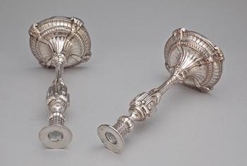 LJUSSTAKAR, ett par, pläter, Louis XVI-stil, 1800-tal.