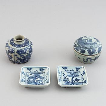 A group of blue and white Ming porcelain  (1368-1644).