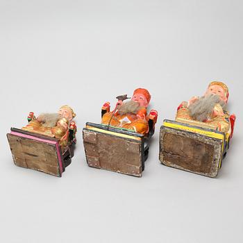 A set of three wooden deities, China, early 20th Century.