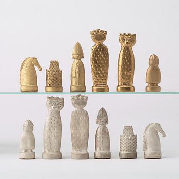 A Stig Lindberg stoneware chess set, Gustavsberg, Sweden 1970's.