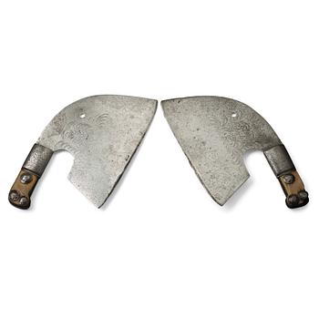 A pair of chopping knives, Vira ironworks first half of 18th century.