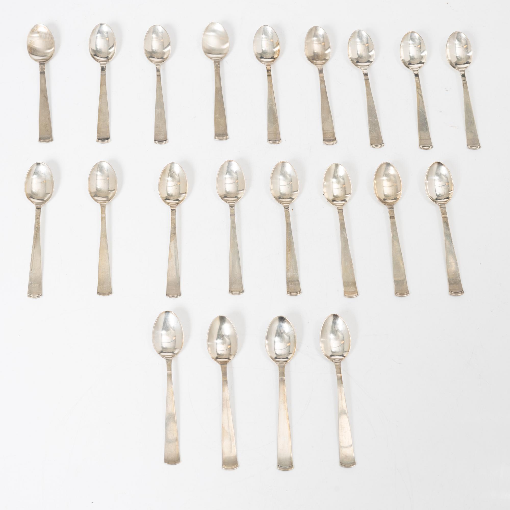 Jacob Ängman, coffee spoons, 21 pcs, "Rosenholm", silver, GAB, Stockholm 1960s.