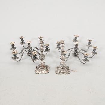 Candelabras, a pair, nickel silver, likely England circa 1900.