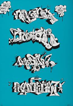 AKAY, BATES, REASON, BLIND and ceveral other scandinavian graffiti legends, eight screen prints, signed and dated -97.