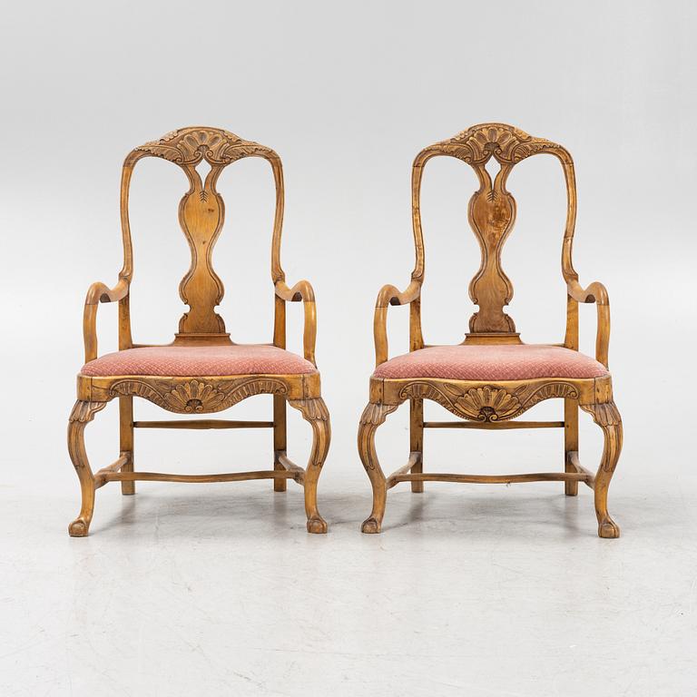 A pair of Swedish rococo armchairs, later part of the 18th century.