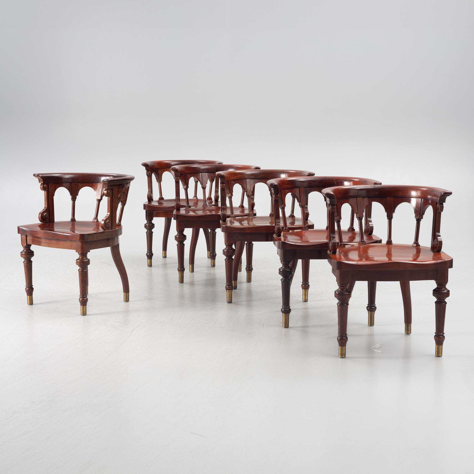 Chairs, 6 pcs, Nils Löfmark, Gothenburg, early 20th century.