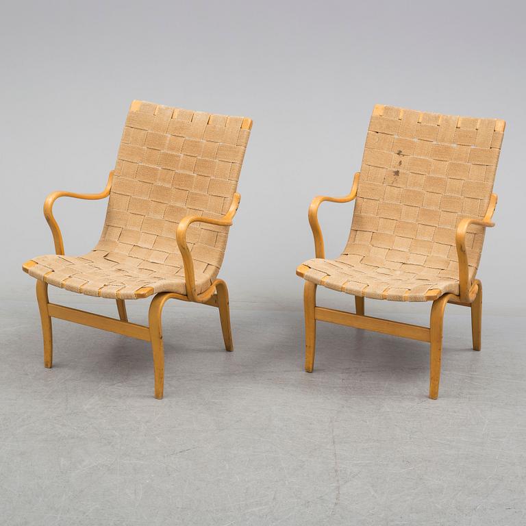 BRUNO MATHSSON, a pair of 'Eva' easy chairs for Karl Mathsson, Värnamo 1960.