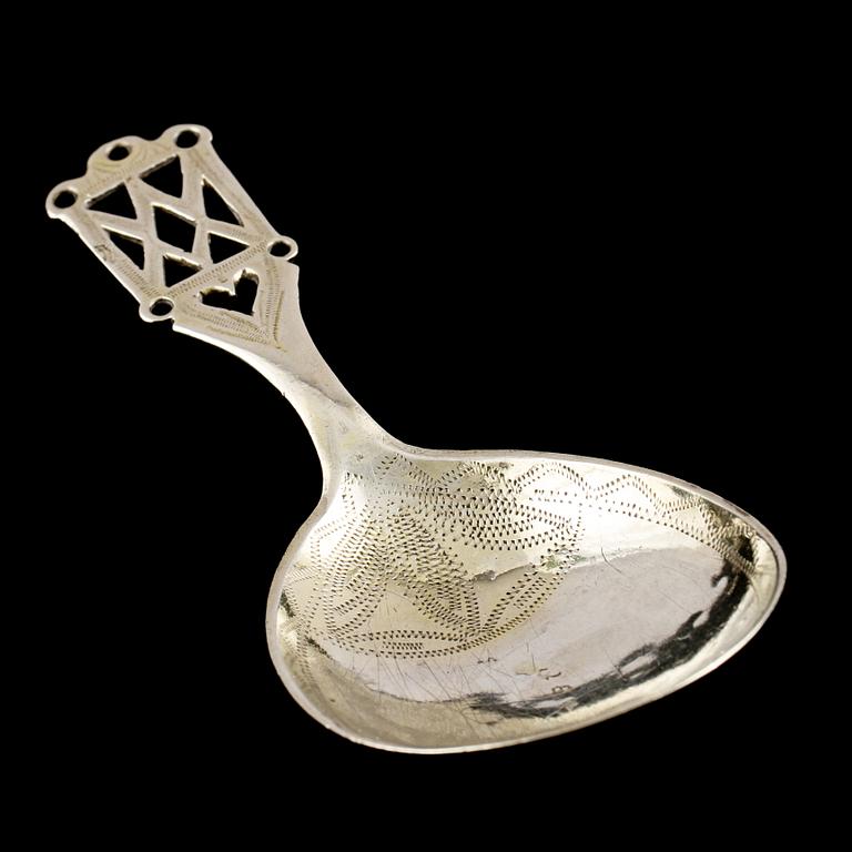 SUPSKED, silver, möjligen Nils Öhstedt, Piteå, 1800-tal. Vikt 28 g.