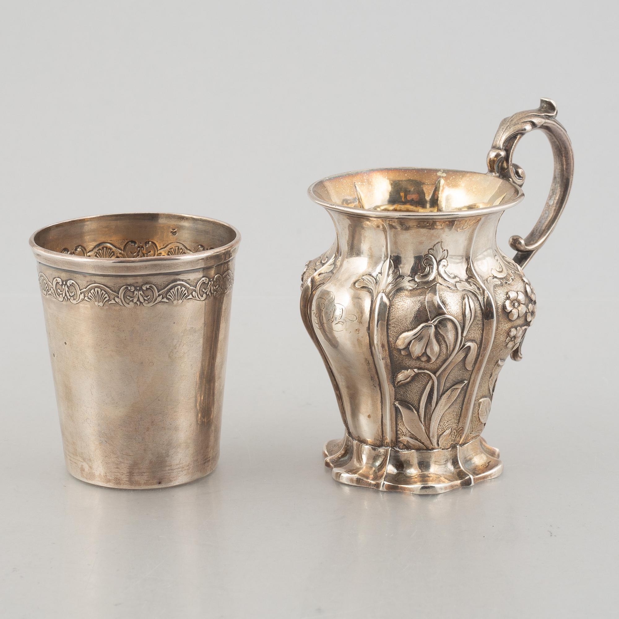 A set of five silver items, including Kemp Brothers, London, England 1895.