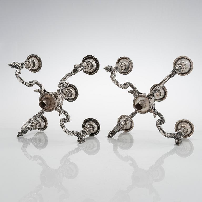 Christian Hammer, kandelabrar, ett par, silver, Stockholm 1854-1863.