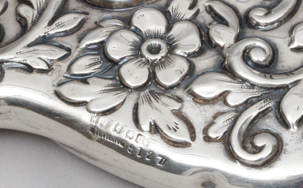 TOALETTSET, 5 delar, sterling silver.