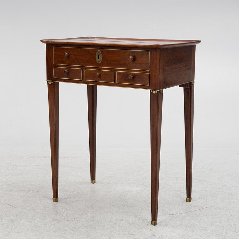 A late gustavian mahogany table, late 18th century.