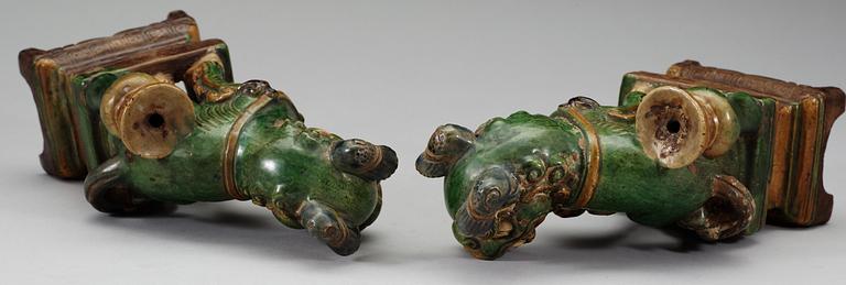 A pair of seated Buddhist lions, 17th Century.