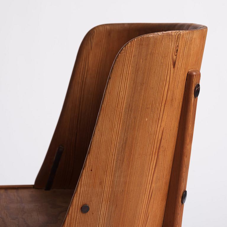 Axel Einar Hjorth, a stained pine 'Lovö' chair, Nordiska Kompaniet, Sweden 1930s.