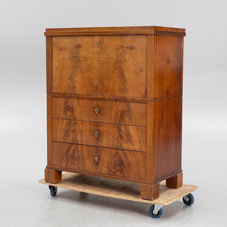 A mahogany veneered secretaire by Daniel Sehfbom, Stockhom 1800-1837.