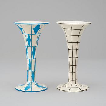 Two Michael Powolny creamware vases, 'Vienna Secession Vase Model No 221, Vienna, Austria 1906-13.