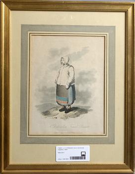 J. C. STADLER, två st, kolorerade litografier, 1809.