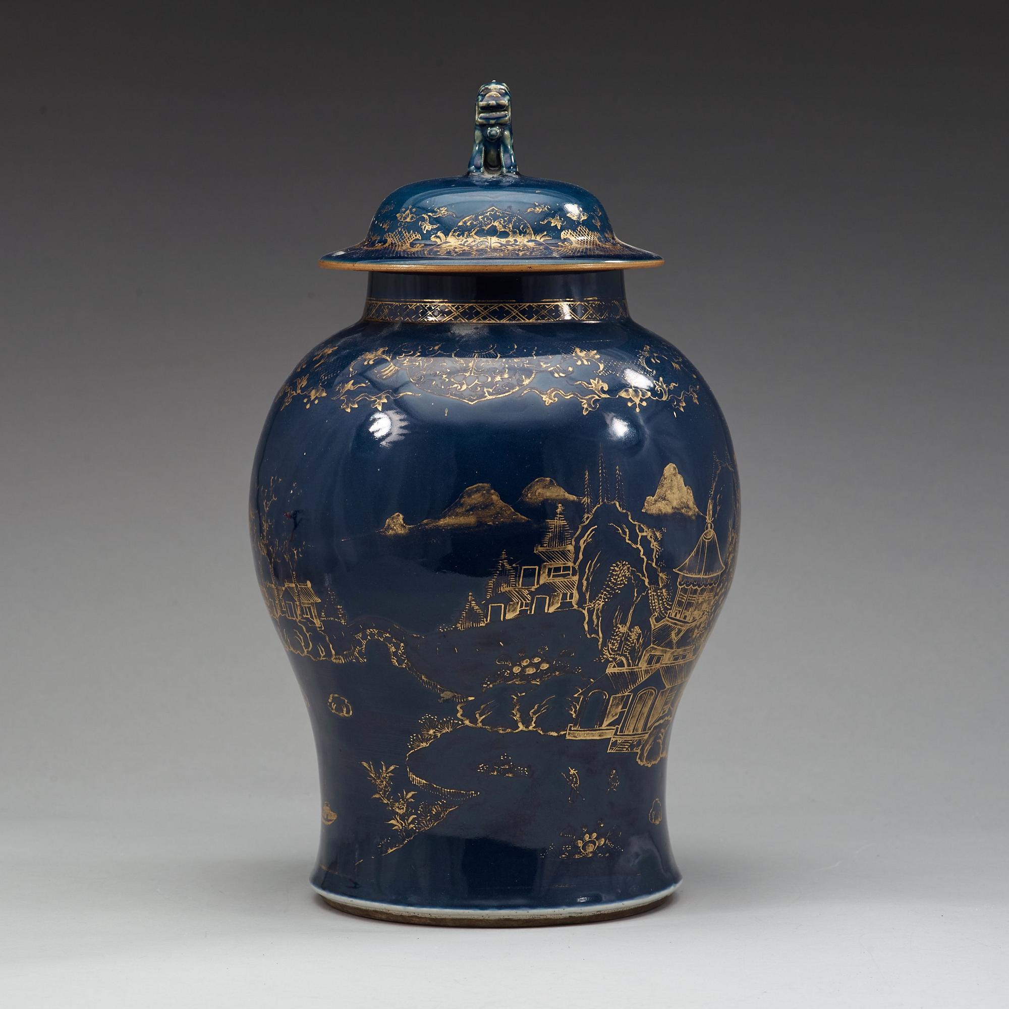 A 'powder blue' jar with cover, Qing dynasty, Qianlong (1736-95).