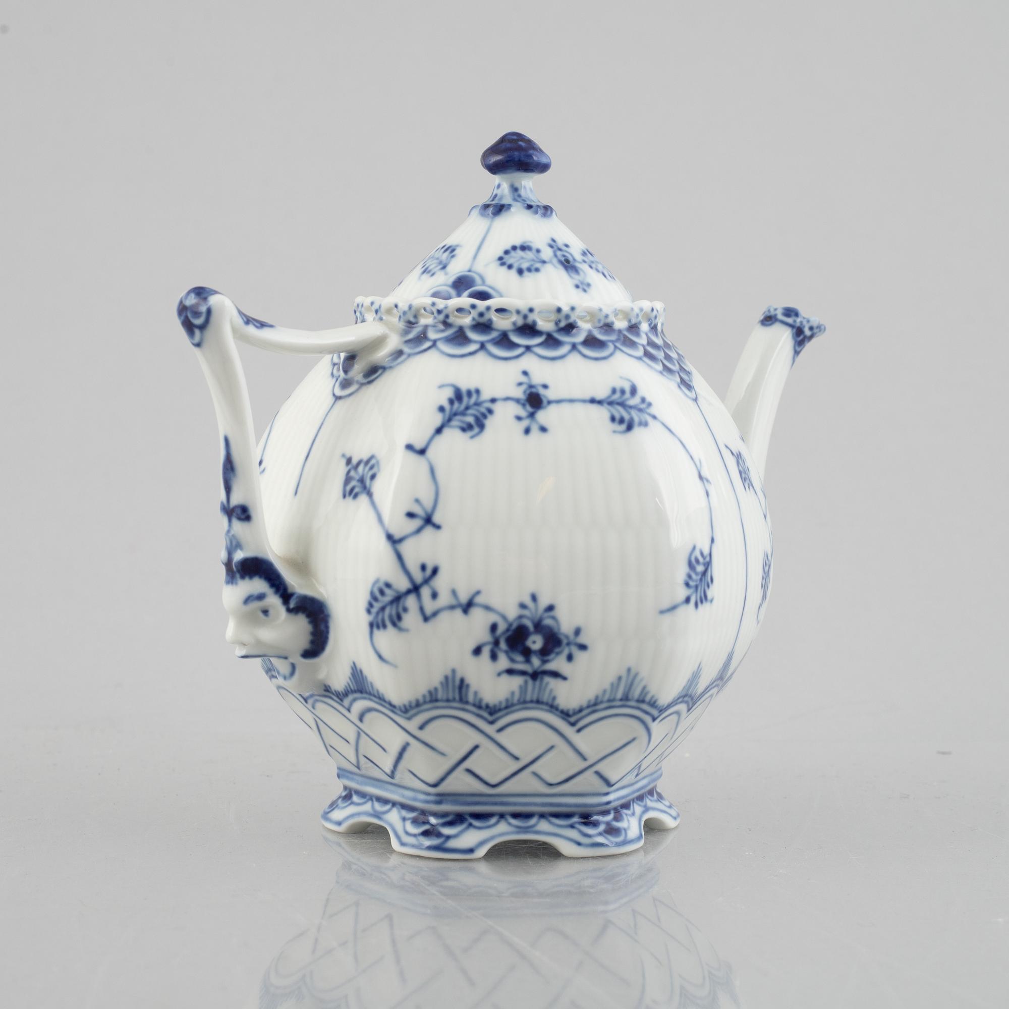 A 'Blue Fluted Full Lace' porcelain teapot, Royal Copenhagen, model 1117, 1967.