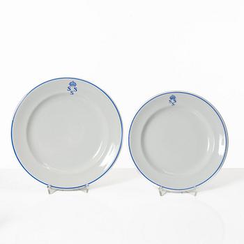 Matservis, 45 delar, porslin, "Kungliga Svenska Segelsällskapet", tillverkad för Nordiska Kompaniet, Rörstrand.