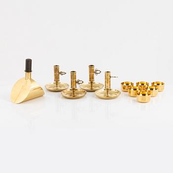Eleven pieces of brass from Skultuna Bruk, including Pierres Forsell, Sweden.