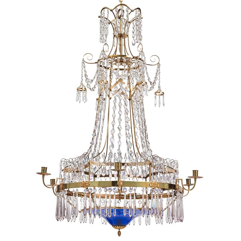 A late Gustavian seven-light chandelier, circa 1800.