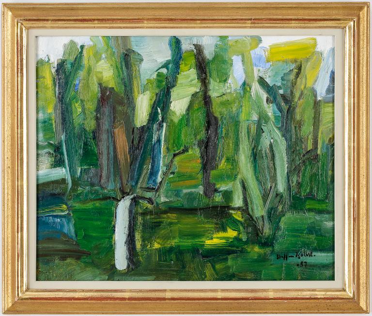 STAFFAN HALLSTRÖM, olja på pannå. Sign o dat 57.