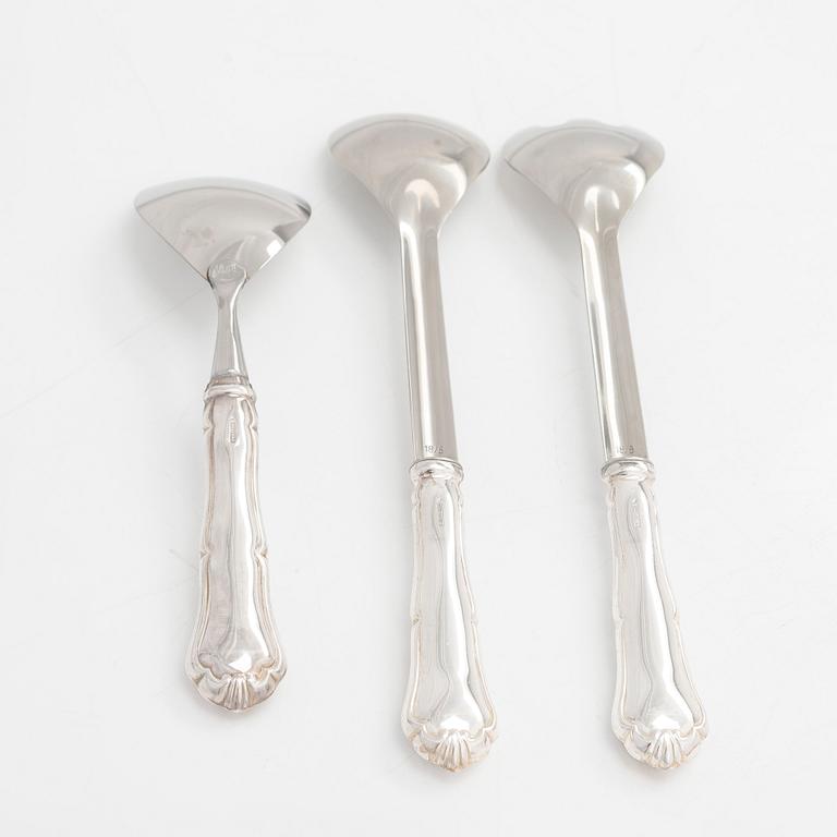 A 78-piece silver 'Chippendale' cutlery set, 1978-2007. Various Finnish manufacturers.