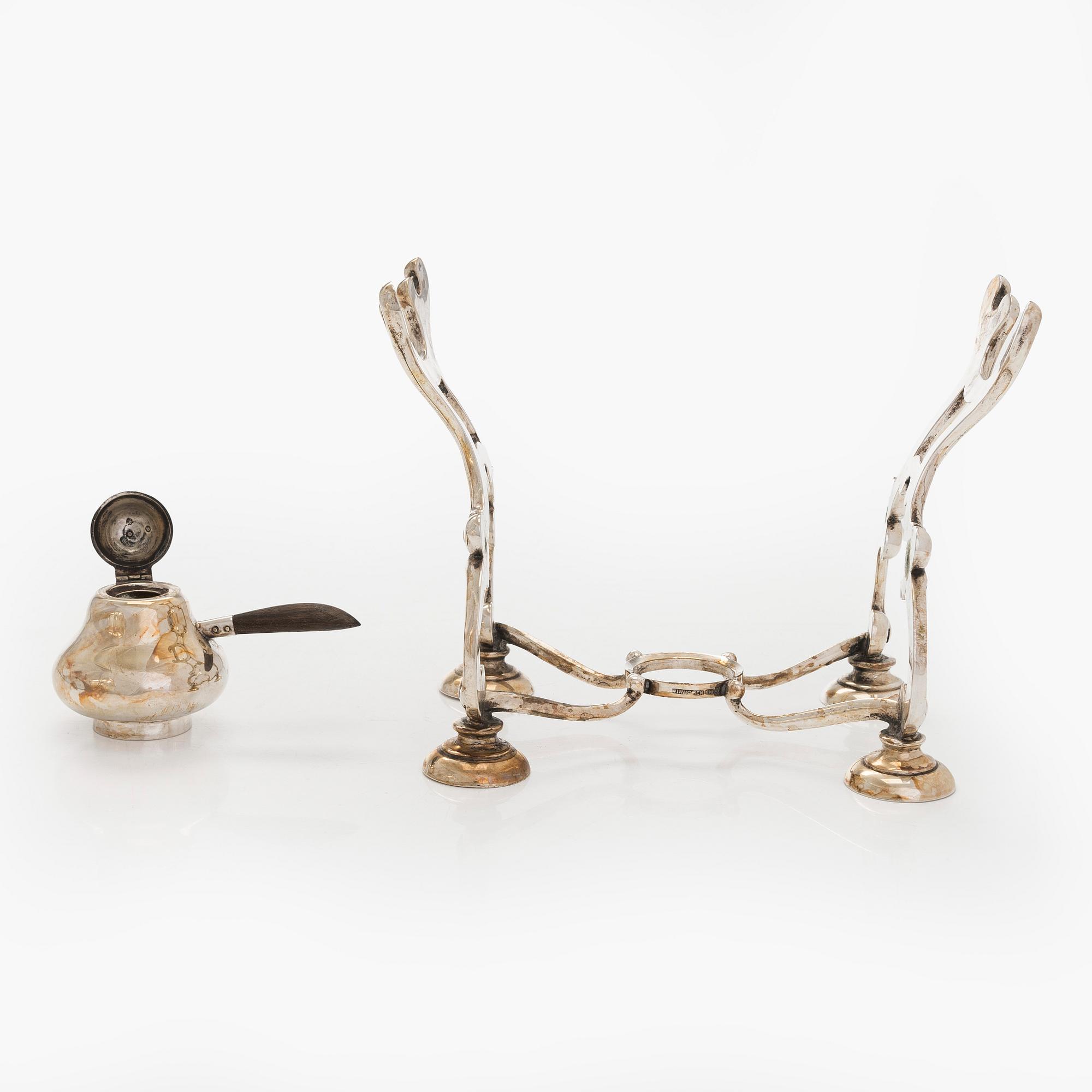 Carl J.S. Möinichen, kanna med rechaud, silver, Köpenhamn, Danmark 1916.