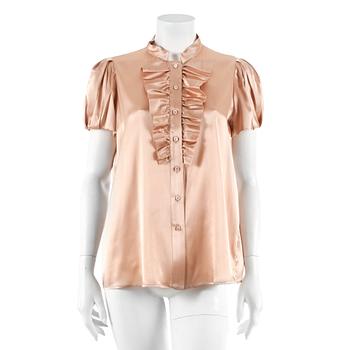 308. PRADA, powderpink silk blouse. Italian size 46.