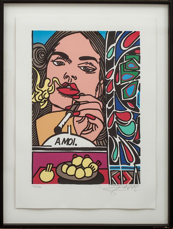 ERRÓ GUDMUNDUR GUDMUNDSSON, 2 st. färgseriegrafi, signerade, numrerade och daterade. 185/200 1996 samt 152/200 1993.