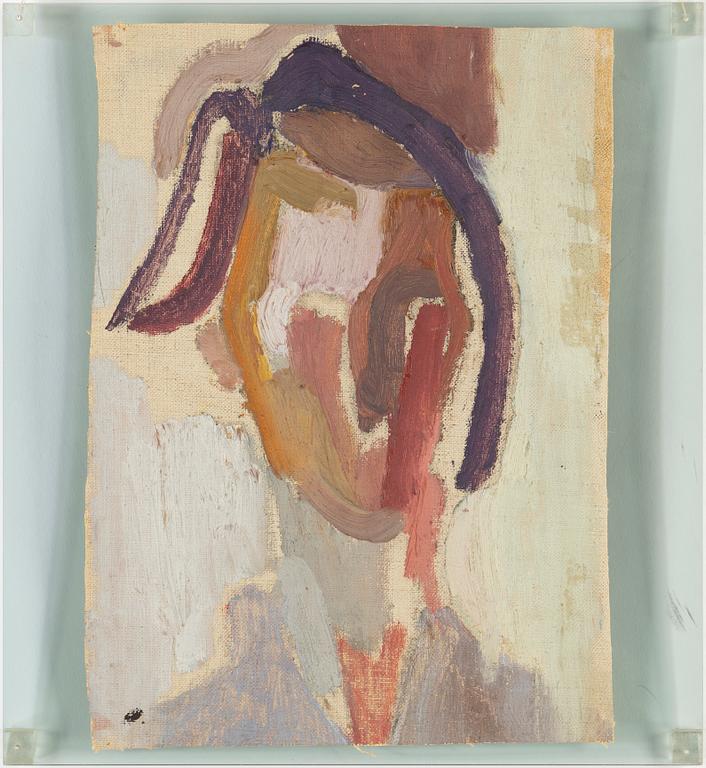 EDDIE FIGGE, oil on canvas mounted on plexi, signed and dated 1950 on verso.